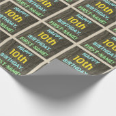 Imitate Holz, Textanzeige gestrichen, 10. Geburtst Geschenkpapier (Ecke)