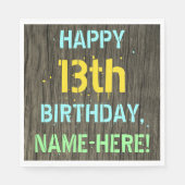 Imitate Holz, Textanzeige gestrichen, 13. Geburtst Serviette (Vorderseite)