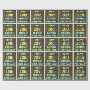 Imitate Holz, Textanzeige gestrichen, 20. Geburtst Geschenkpapier