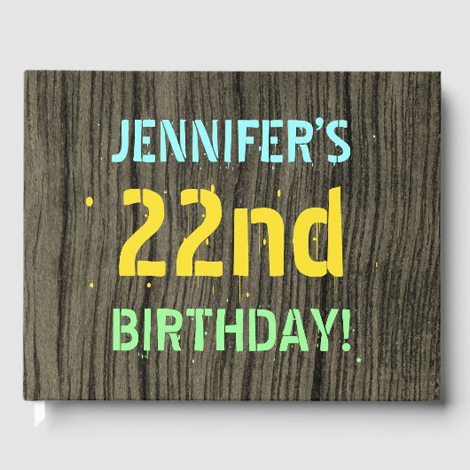Imitate Holz, Textanzeige gestrichen, 22. Geburtst Gästebuch (Vorderseite)