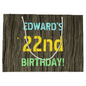 Imitate Holz, Textanzeige gestrichen, 22. Geburtst Große Geschenktüte (Rückseite)