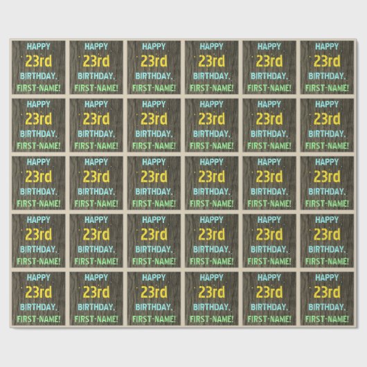 Imitate Holz, Textanzeige gestrichen, 23. Geburtst Geschenkpapier (Flach)