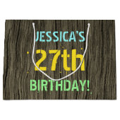 Imitate Holz, Textanzeige gestrichen, 27. Geburtst Große Geschenktüte (Vorderseite)
