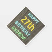Imitate Holz, Textanzeige gestrichen, 27. Geburtst Serviette (Ecke)