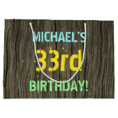 Imitate Holz, Textanzeige gestrichen, 33. Geburtst Große Geschenktüte (Rückseite)