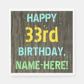 Imitate Holz, Textanzeige gestrichen, 33. Geburtst Serviette (Vorderseite)
