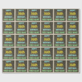 Imitate Holz, Textanzeige gestrichen, 36. Geburtst Geschenkpapier (Flach)