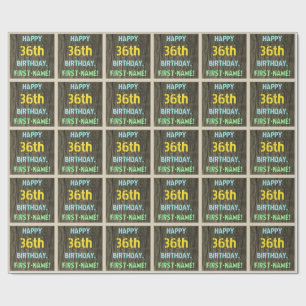 Imitate Holz, Textanzeige gestrichen, 36. Geburtst Geschenkpapier