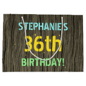 Imitate Holz, Textanzeige gestrichen, 36. Geburtst Große Geschenktüte (Rückseite)