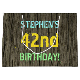 Imitate Holz, Textanzeige gestrichen, 42. Geburtst Große Geschenktüte
