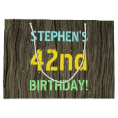 Imitate Holz, Textanzeige gestrichen, 42. Geburtst Große Geschenktüte (Rückseite)