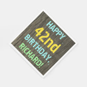 Imitate Holz, Textanzeige gestrichen, 42. Geburtst Serviette (Ecke)
