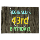 Imitate Holz, Textanzeige gestrichen, 43. Geburtst Große Geschenktüte (Rückseite)