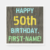 Imitate Holz, Textanzeige gestrichen, 50. Geburtst Serviette (Vorderseite)