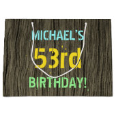 Imitate Holz, Textanzeige gestrichen, 53. Geburtst Große Geschenktüte (Vorderseite)
