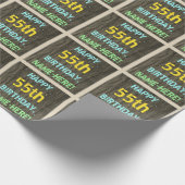 Imitate Holz, Textanzeige gestrichen, 55. Geburtst Geschenkpapier (Ecke)