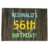 Imitate Holz, Textanzeige gestrichen, 56. Geburtst Große Geschenktüte (Rückseite)