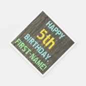 Imitate Holz, Textanzeige gestrichen, 5. Geburtsta Serviette (Ecke)