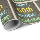 Imitate Holz, Textanzeige gestrichen, 60. Geburtst Geschenkpapier (Rolleneckpunkt)