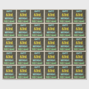 Imitate Holz, Textanzeige gestrichen, 63. Geburtst Geschenkpapier