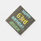 Imitate Holz, Textanzeige gestrichen, 63. Geburtst Serviette (Ecke)