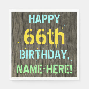 Imitate Holz, Textanzeige gestrichen, 66. Geburtst Serviette