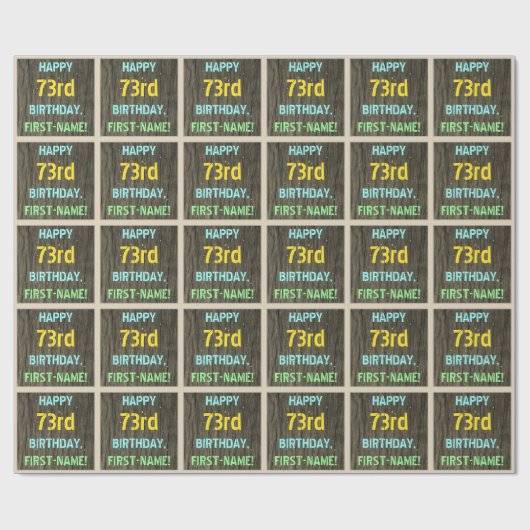 Imitate Holz, Textanzeige gestrichen, 73. Geburtst Geschenkpapier (Flach)