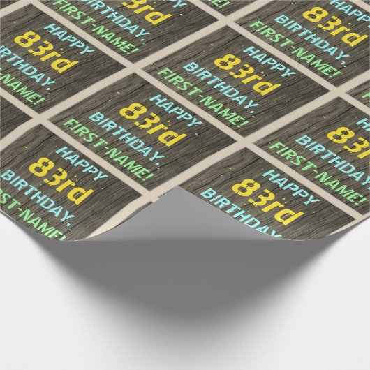 Imitate Holz, Textanzeige gestrichen, 83. Geburtst Geschenkpapier (Ecke)