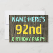 Imitate Holz, Textanzeige gestrichen, 92. Geburtst Einladung (Vorderseite)