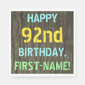 Imitate Holz, Textanzeige gestrichen, 92. Geburtst Serviette (Vorderseite)