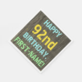 Imitate Holz, Textanzeige gestrichen, 92. Geburtst Serviette (Ecke)