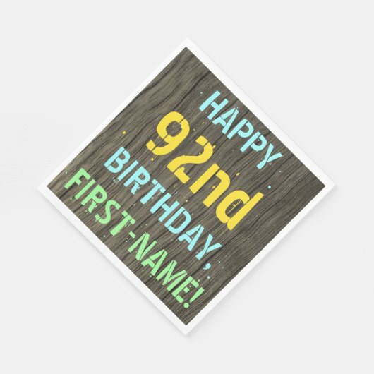 Imitate Holz, Textanzeige gestrichen, 92. Geburtst Serviette (Ecke)