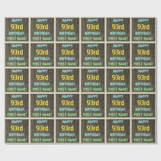 Imitate Holz, Textanzeige gestrichen, 93. Geburtst Geschenkpapier (Flach)