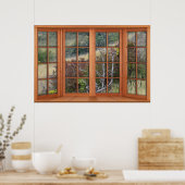 Imitate Holzbällenfenster Illusion - Graslandschaf Poster (Küche)