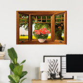 Imitate Holzbow-Fenster-Illusion - Sommeransicht Poster (Heimbüro)