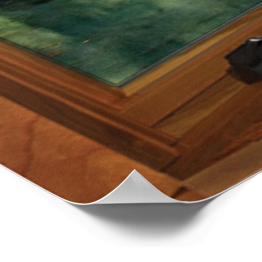 Imitate Holzfenster Illusion - Beruhigter See Poster (Ecke)