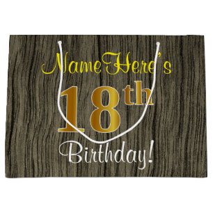 Imitate HolzLook, Imitate Gold 18. Geburtstag + Na Große Geschenktüte