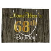 Imitate HolzLook, Imitate Gold 68. Geburtstag + Na Große Geschenktüte (Rückseite)