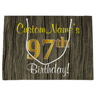 Imitate HolzLook, Imitate Gold 97. Geburtstag + Na Große Geschenktüte