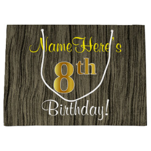 Imitate Holzschau, Imitate Gold 8. Geburtstag + Na Große Geschenktüte