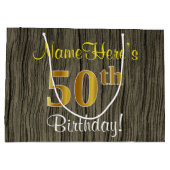 Imitate Holzschauen, Imitate Gold 50. Geburtstag + Große Geschenktüte (Rückseite)