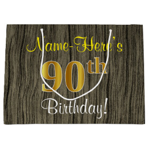 Imitate Holzschauen, Imitate Gold 90. Geburtstag + Große Geschenktüte