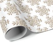 Imitate Holzschneeflockenmuster auf festem Weiß Geschenkpapier (Rolleneckpunkt)