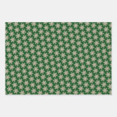 Imitate Holzschneeflockenmuster auf weißem Rot Grü Geschenkpapier Set (Vorderseite 3)