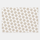 Imitate Holzschneeflockenmuster auf weißem Rot Grü Geschenkpapier Set (Vorderseite)