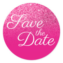 Imitate Hot Pink Glitzer Ombre Save the Date
