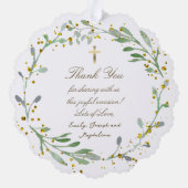 Imitate im Grünen Glitzer Taufe danke Ornament Karte (Rückseite)