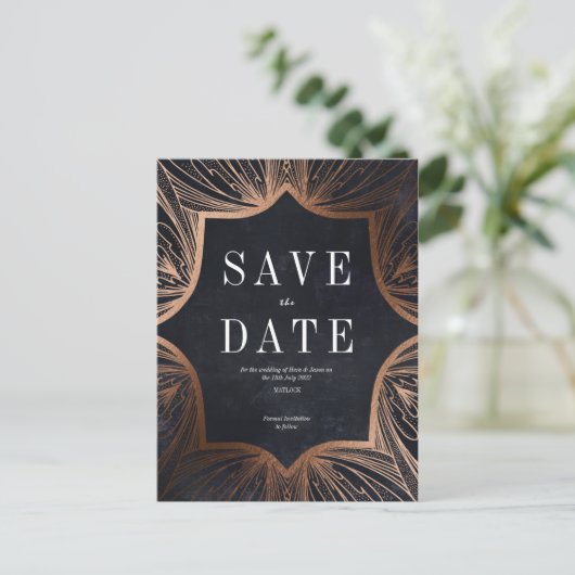 Imitate im Jugendstil: Hochzeit retten Datum Postkarte (Stehend Vorderseite)