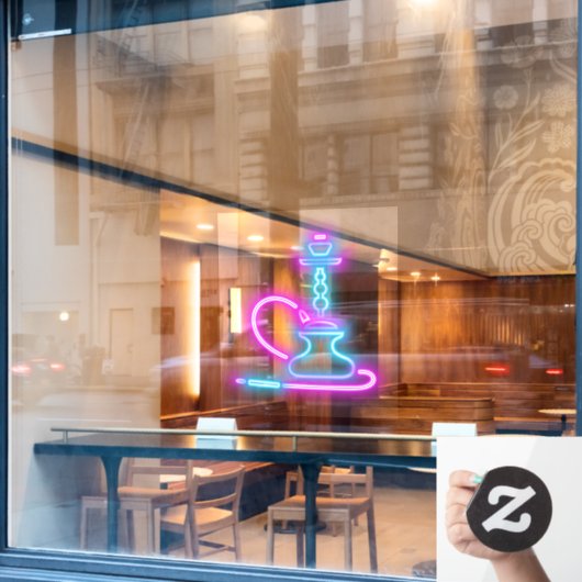 Imitate im Rauchshop Neon Signboard Hookah Pipe Fensteraufkleber (Café-Fenster)