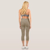 Imitate im Street-Stil Leinenmuster hellbraun läss Capri Leggings (Rückseite)